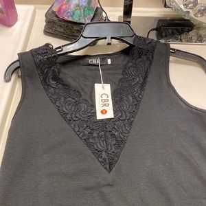 Black sleeveless lace top